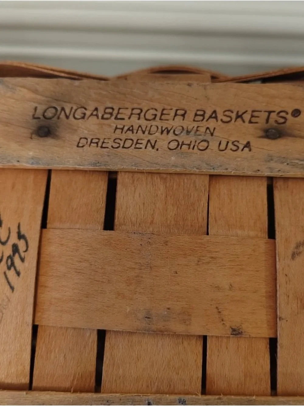 Vtg Longaberger Woven Basket Wooden Signed BEC 1995 Country Farmhouse 8” Tall